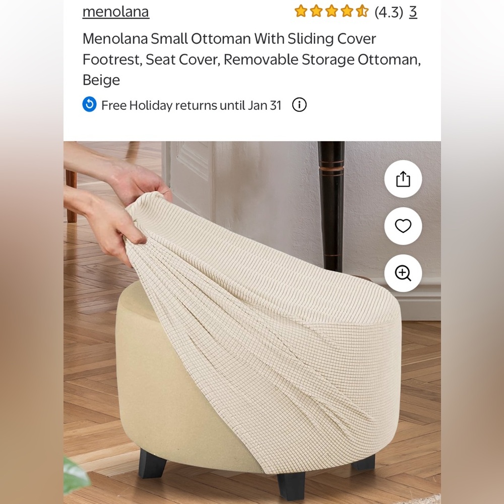 Menolana Elegant Beige Ottoman Slipcover